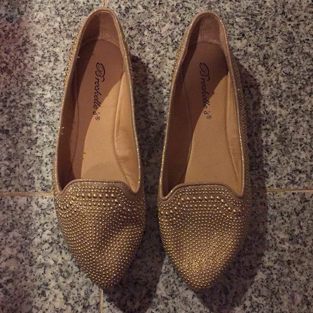 Breckelle’s Gold Studded Smoking Slipper Flats